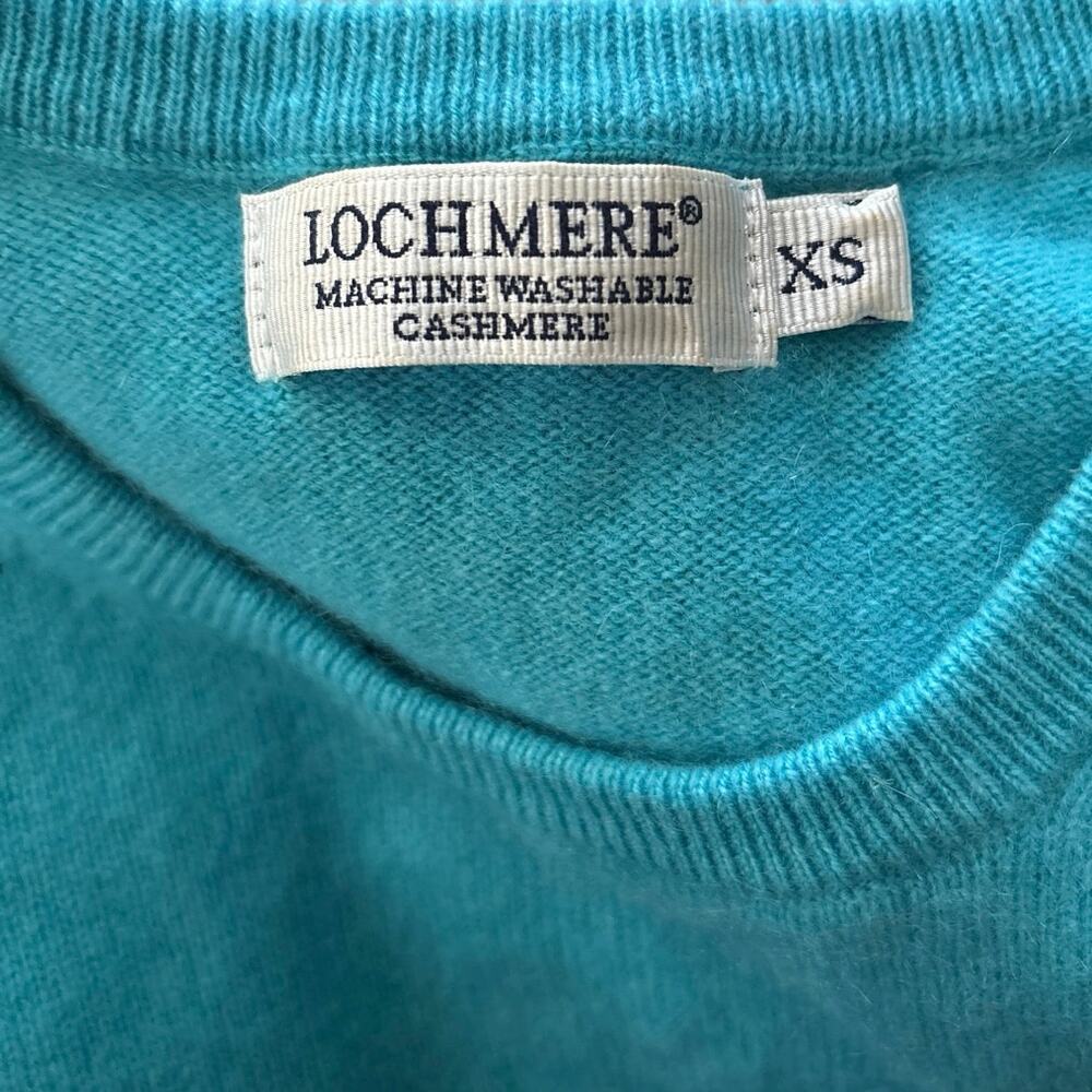 Lochmere Size XS Machine Washable Cashmere Sweater Crewneck Turquoise Teal - Picture 3 of 5